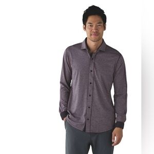 Lululemon Rival Button Up Mens Size M Heathered Cherry Black
